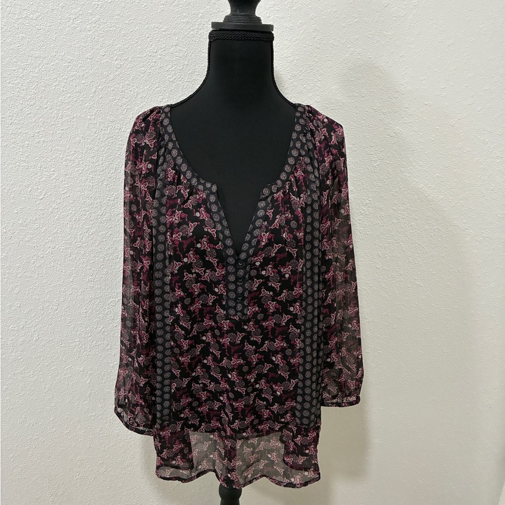 NWT Maurices Black and Pink Sheer Blouse